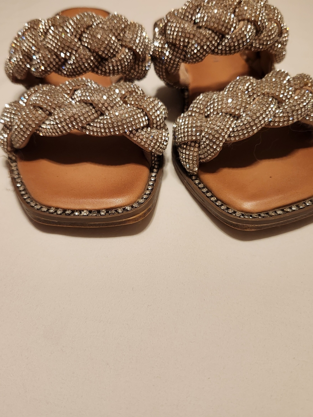 Madden Girl Rhinestone Braided Slide Sandals Size 6 Sparkly Embellished - Picture 4 of 9